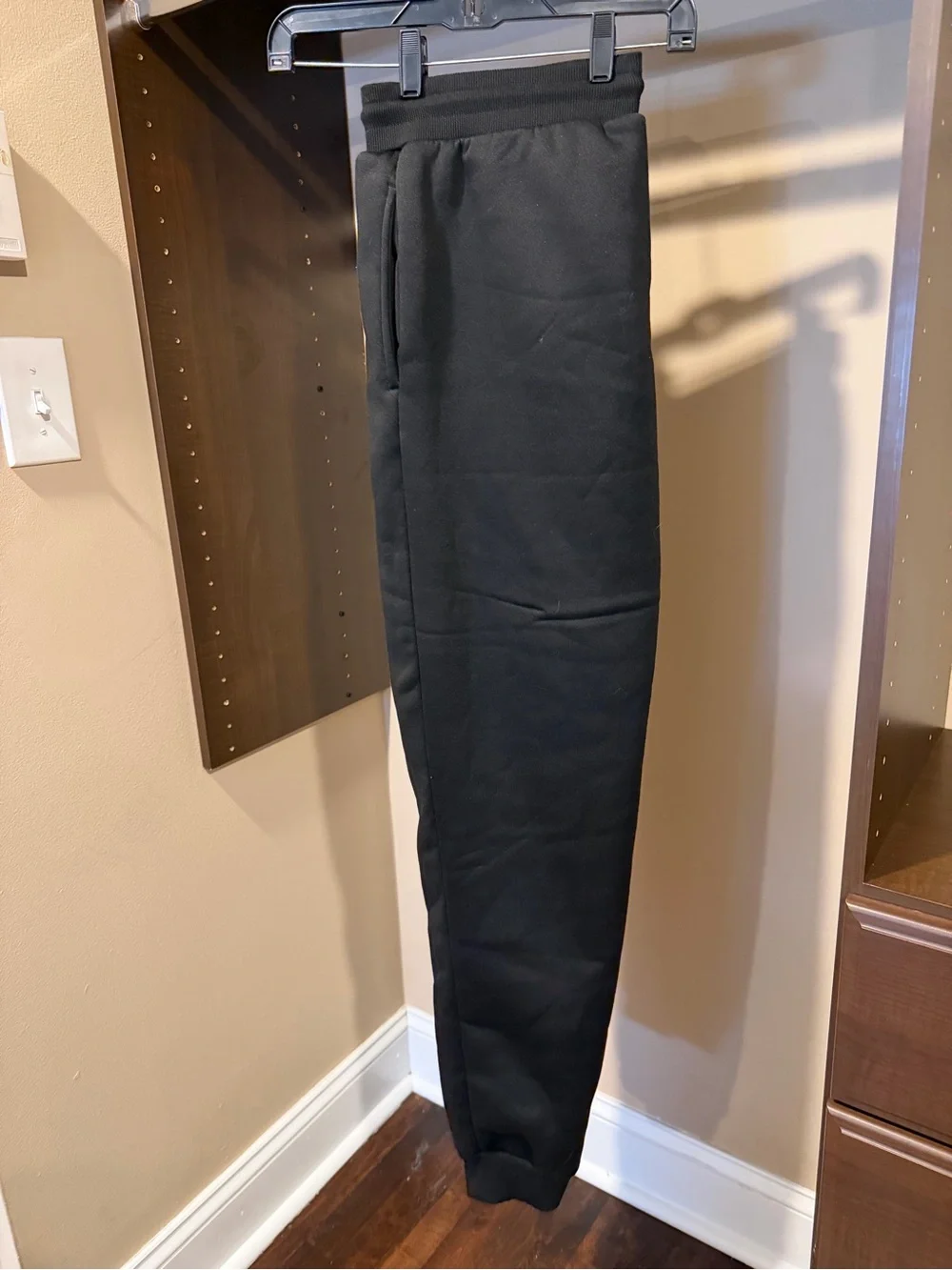 Men's Black Fleece Jogger Sweatpants with Drawcord Waist